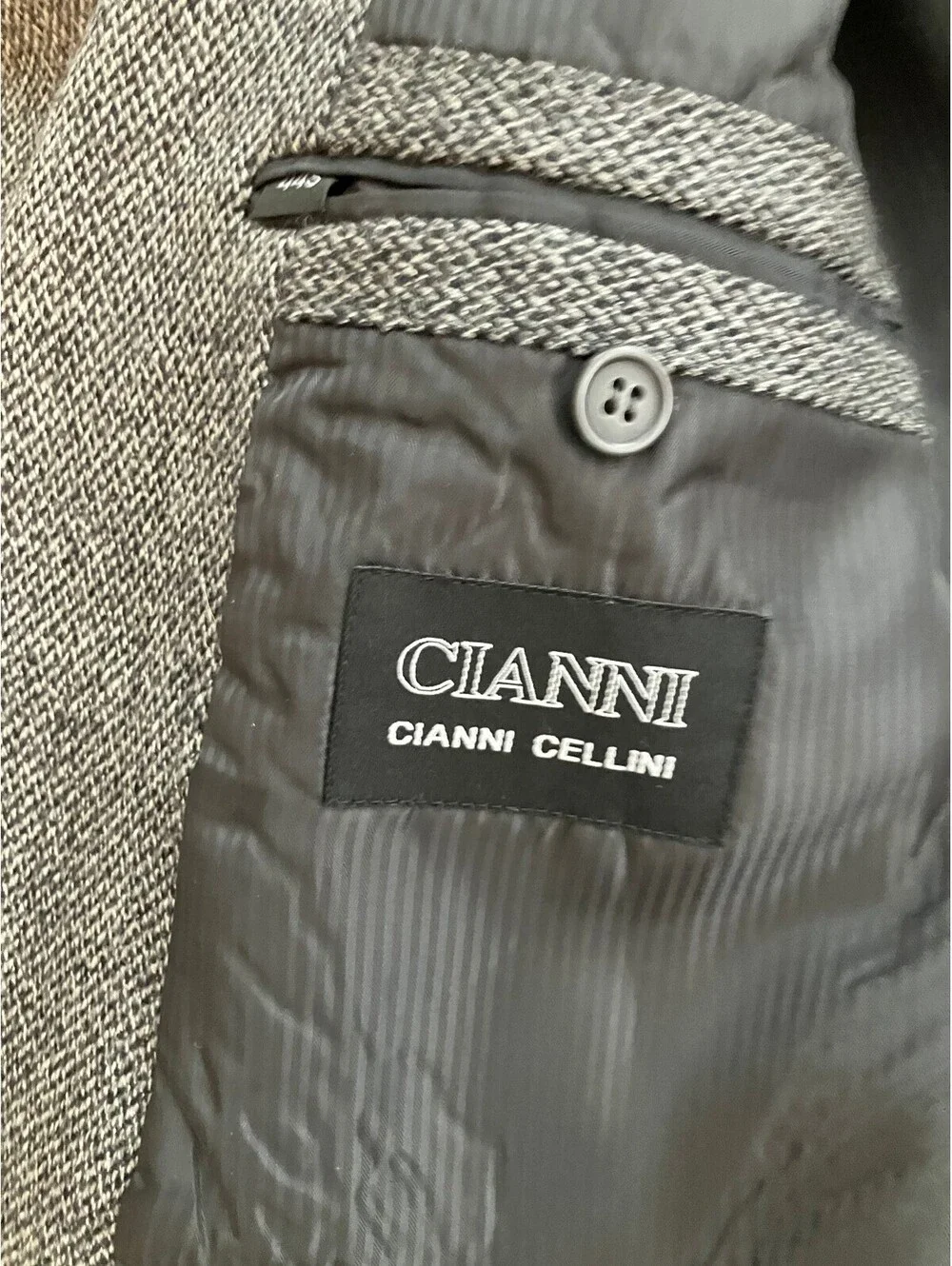 Cianni Cellini Mens 44S Grey Sport Coat Cashmere Lambswool Blazer Herringbone